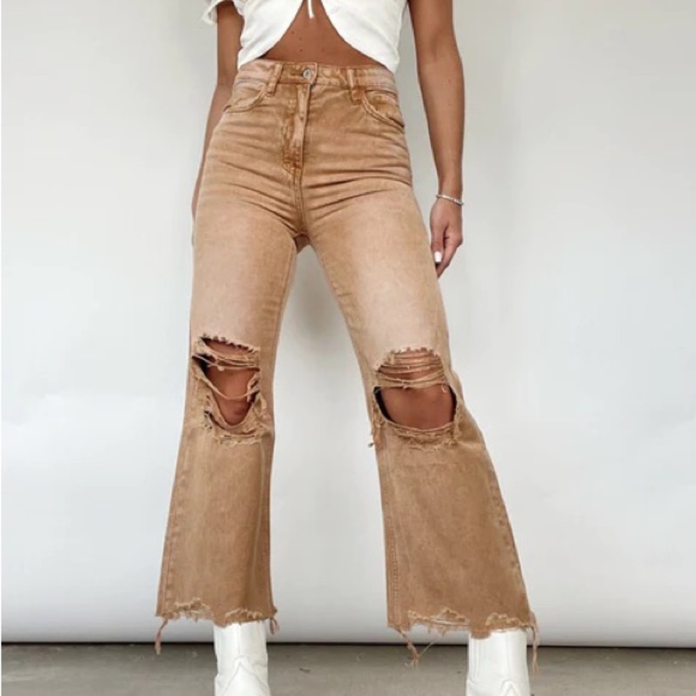 90’s brown crop flare jeans